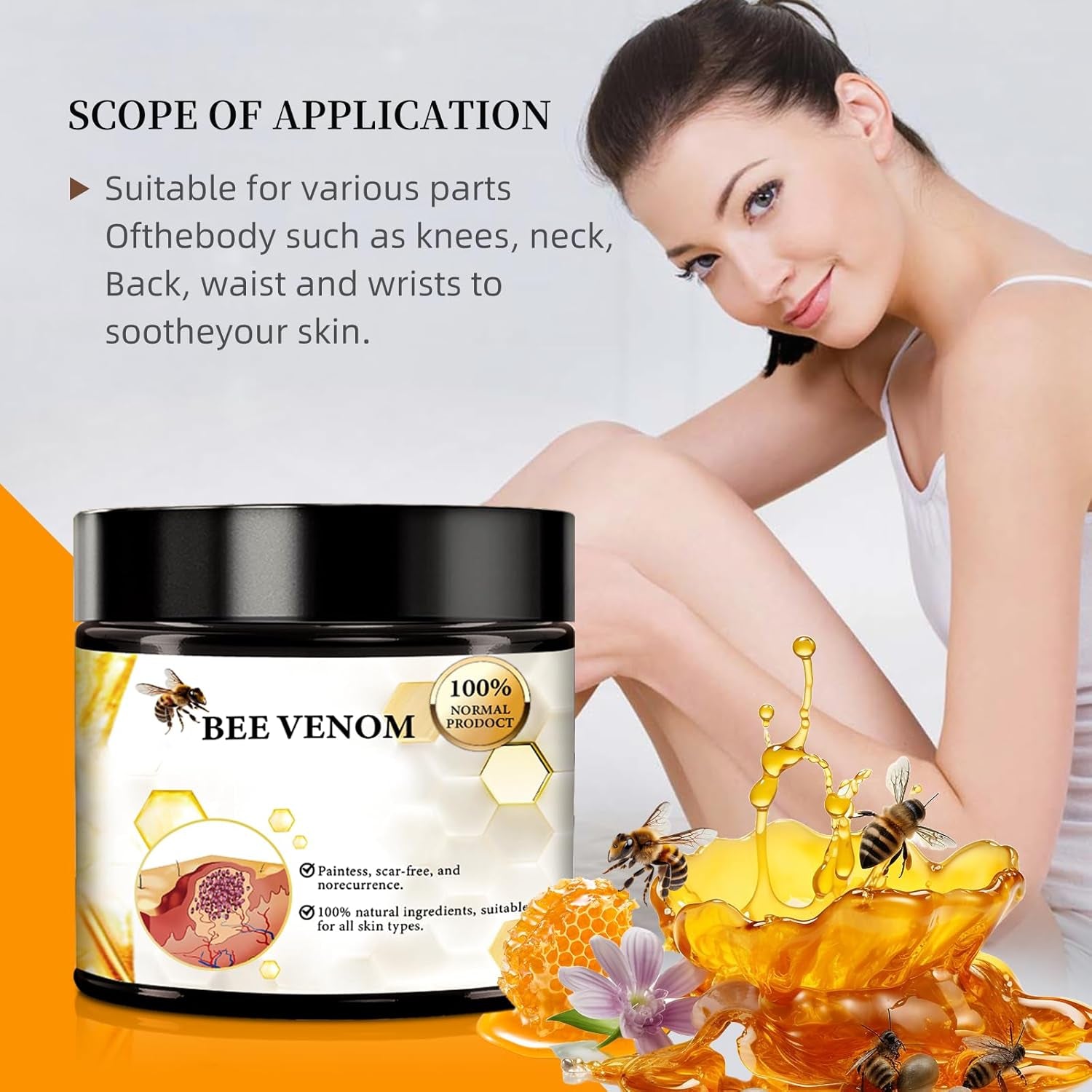 Bee Venom Repair Cream,Bee Venom Moisturizing and Nourishing Cream,Professional Bee Venom Repair Cream,Bee Venom Treatment Cream for All Parts of the Body,Suitable for All Skin Types of Men and Women