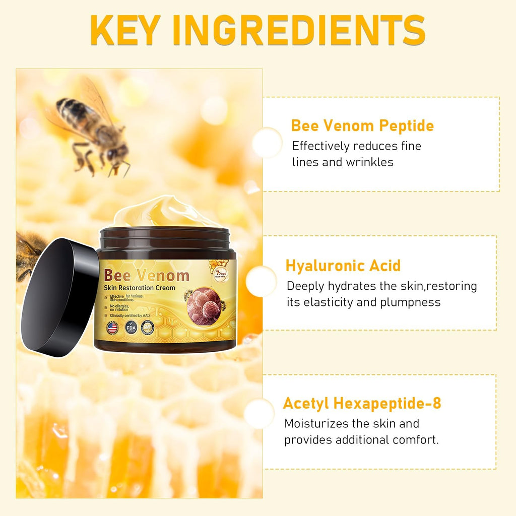 Bee Venom Skin Restoration Cream, Professional Bee Venom Skin Cream,Deeply Clean