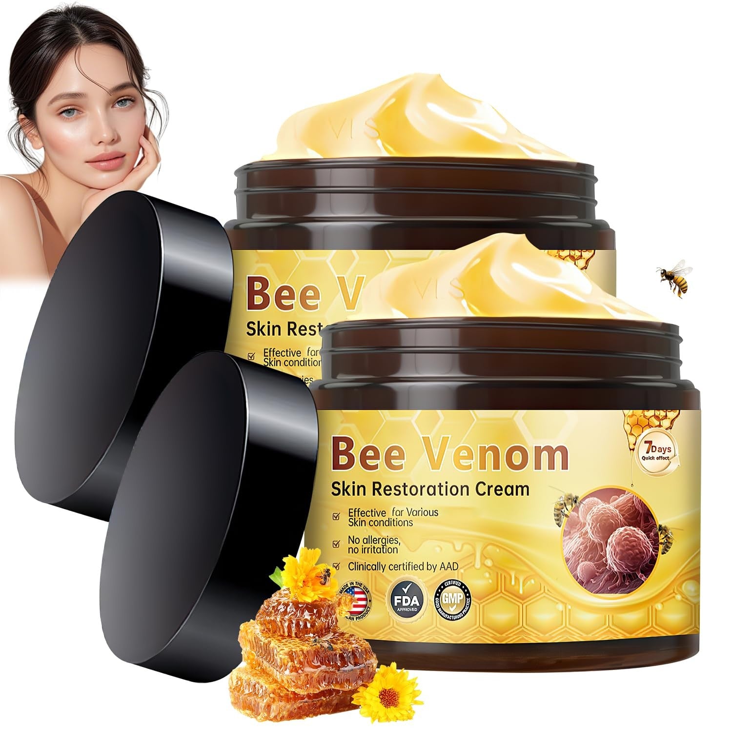 Bee Venom Skin Restoration Cream, Professional Bee Venom Skin Cream,Deeply Clean