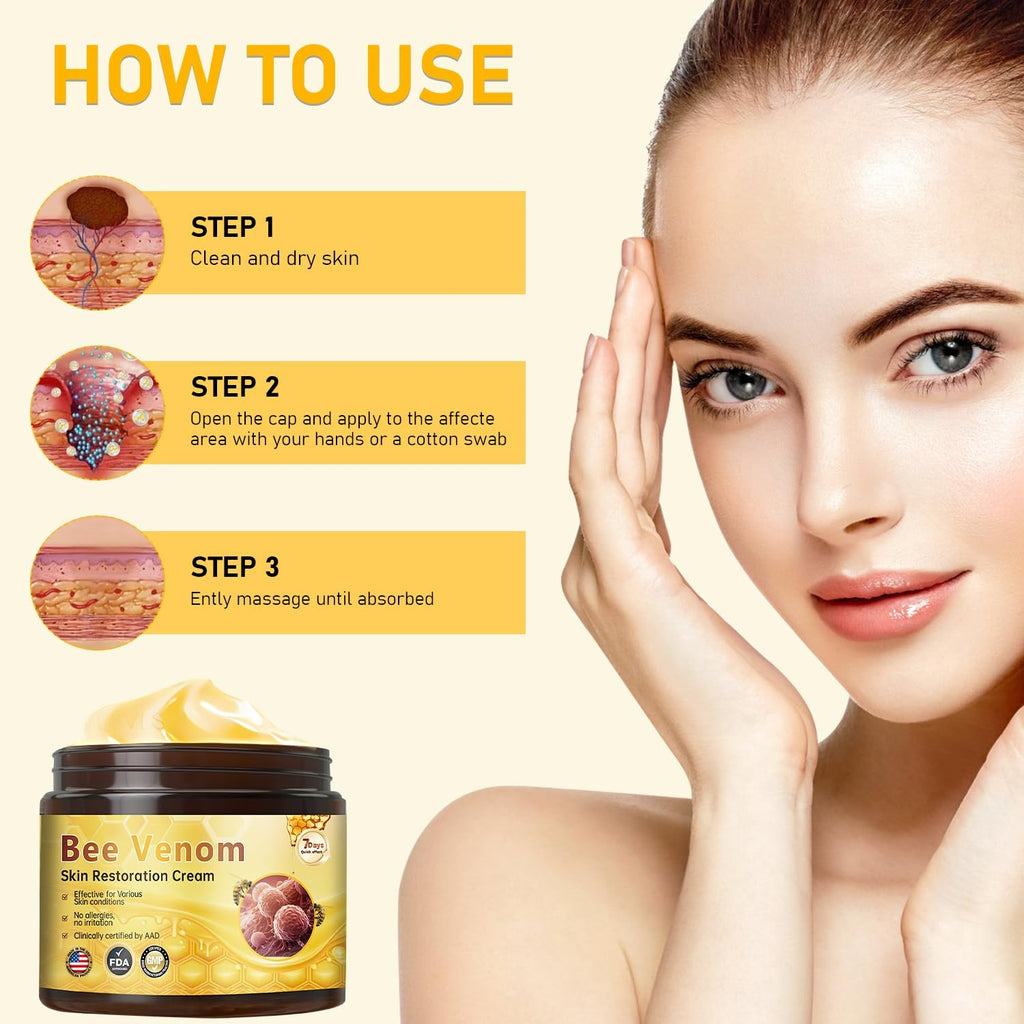 Bee Venom Skin Restoration Cream, Professional Bee Venom Skin Cream,Deeply Clean