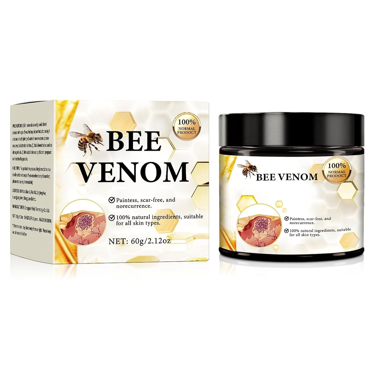 Bee Venom Repair Cream,Bee Venom Moisturizing and Nourishing Cream,Professional Bee Venom Repair Cream,Bee Venom Treatment Cream for All Parts of the Body,Suitable for All Skin Types of Men and Women